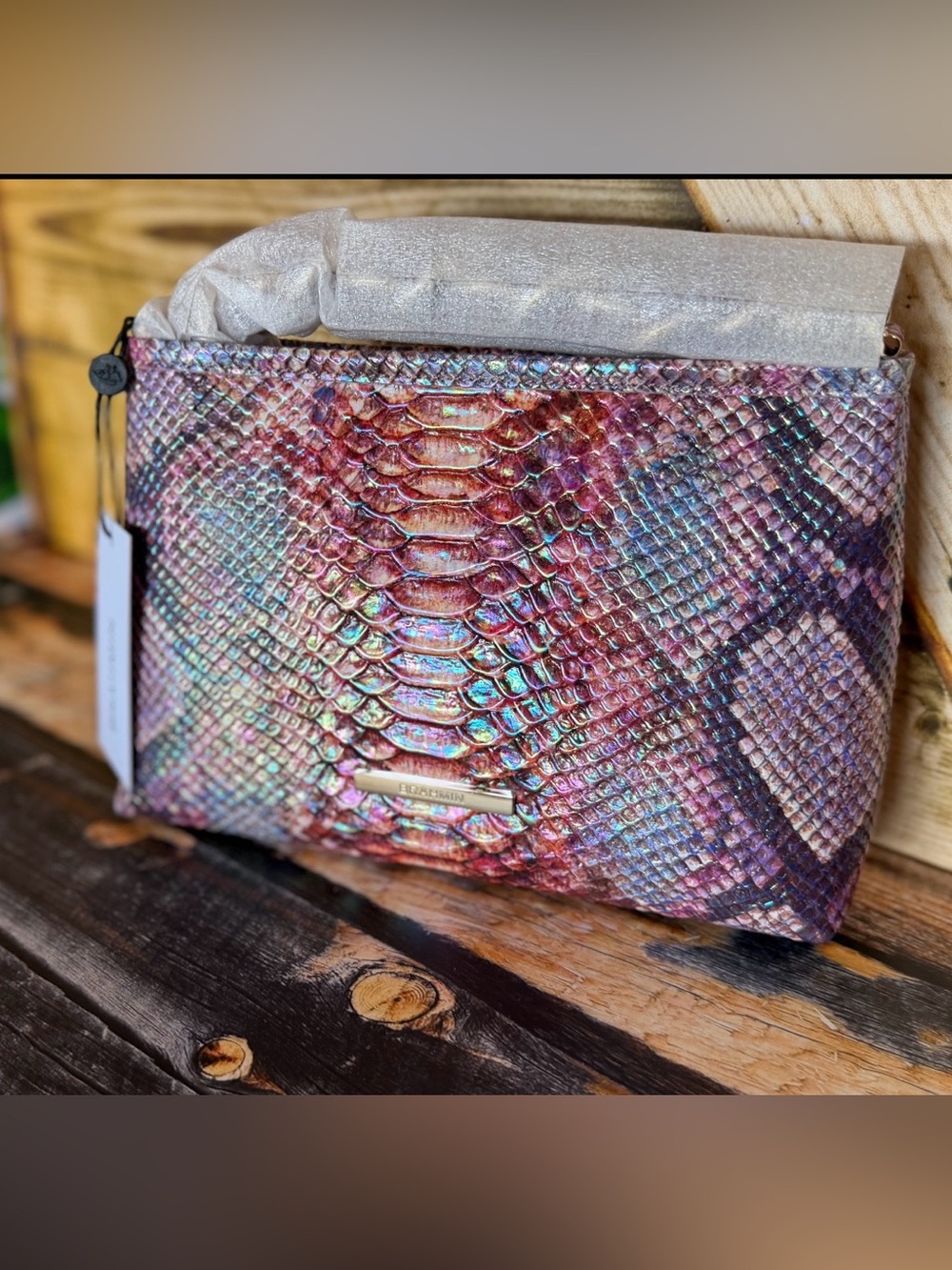Brahmin Mod LORELEI Dewberry Ametrine violet ombre snake beauty $235 NWT